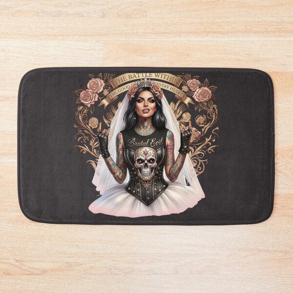 Item preview, Brutal Rocker Bride Skull Tattoo designed and sold by Voodoo Store Paranormal Collections.