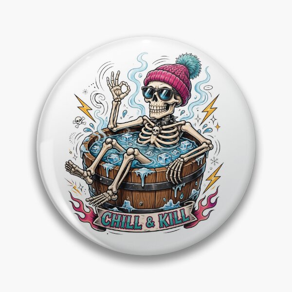 Item preview, Chill & Kill Skeleton Cold Plunge Funny Ice Bath designed and sold by Neurospicy Trolls.