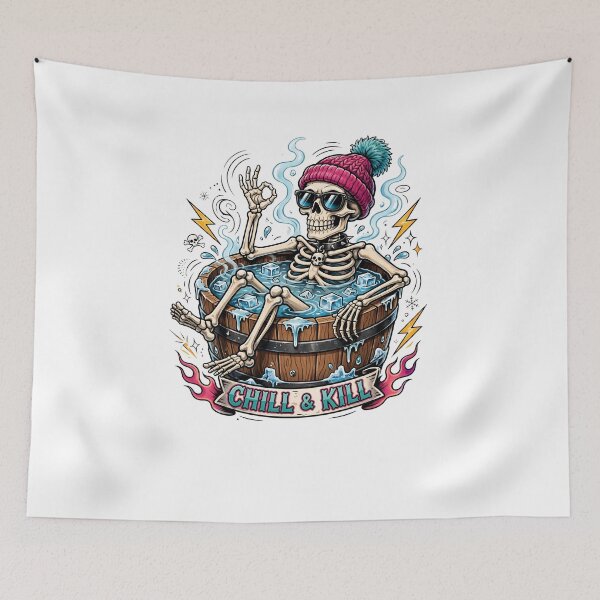 Item preview, Chill & Kill Skeleton Cold Plunge Funny Ice Bath designed and sold by Neurospicy Trolls.