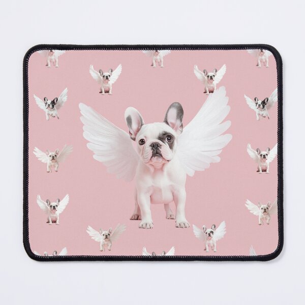 Item preview, Seamless Pattern with Flying French Bulldog on a Pale Pink Background. designed and sold by Soft Oddity.