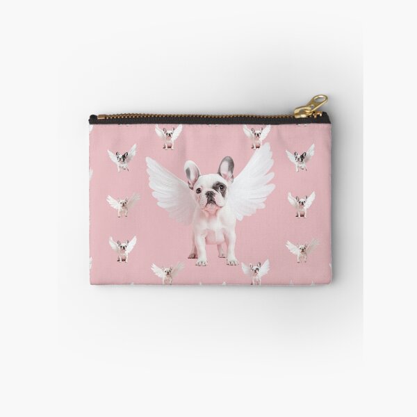 Item preview, Seamless Pattern with Flying French Bulldog on a Pale Pink Background. designed and sold by Soft Oddity.