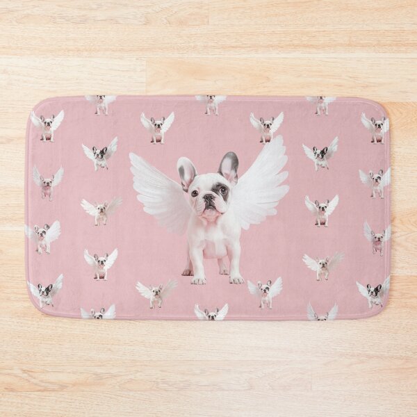 Item preview, Seamless Pattern with Flying French Bulldog on a Pale Pink Background. designed and sold by Soft Oddity.