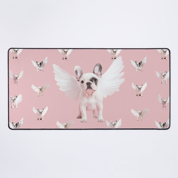 Item preview, Seamless Pattern with Flying French Bulldog on a Pale Pink Background. designed and sold by Soft Oddity.