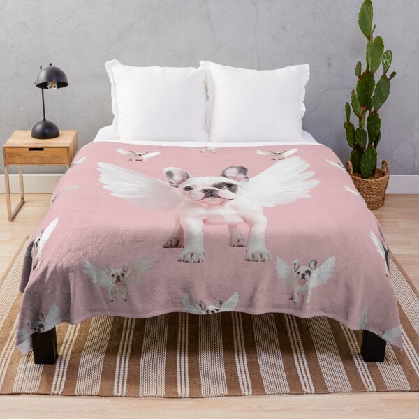 Item preview, Seamless Pattern with Flying French Bulldog on a Pale Pink Background. designed and sold by Soft Oddity.