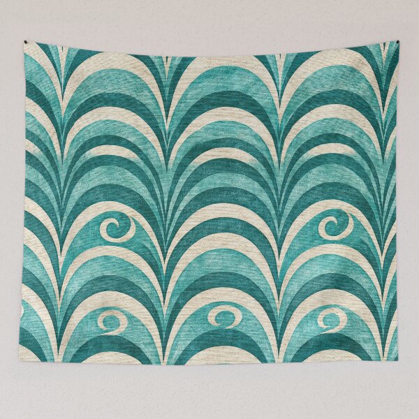 Item preview, Stylized Scalloped Teal Wave Pattern designed and sold by Piotrek0001.