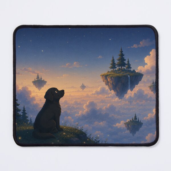 Item preview, Floating Islands – Black Labrador in a Magical Sky | Fantasy Dog Illustration designed and sold by Goodthingstree.