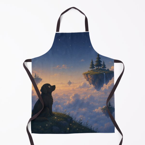 Item preview, Floating Islands – Black Labrador in a Magical Sky | Fantasy Dog Illustration designed and sold by Goodthingstree.