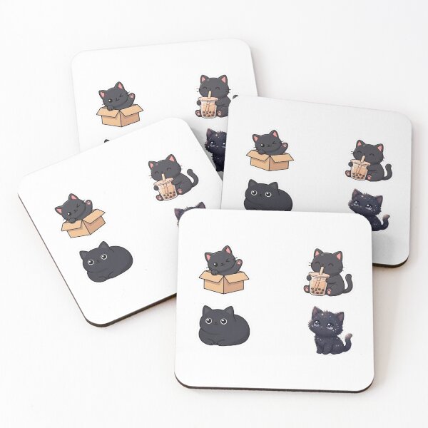 Item preview, Cute Kawaii Black Cat Drinking Boba Tea Bubble Tea Sticker designed and sold by elatyaouishop.