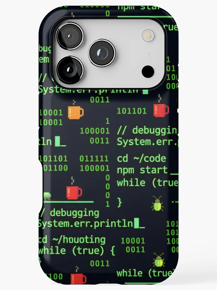 Thumbnail 1 of 4, iPhone Case, Cyberpunk Binary Terminal Code Seamless Pattern designed and sold by ThirdShiftLab.