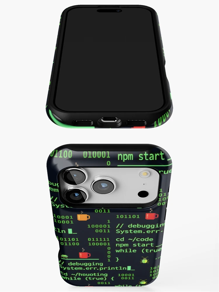 Thumbnail 3 of 4, iPhone Case, Cyberpunk Binary Terminal Code Seamless Pattern designed and sold by ThirdShiftLab.