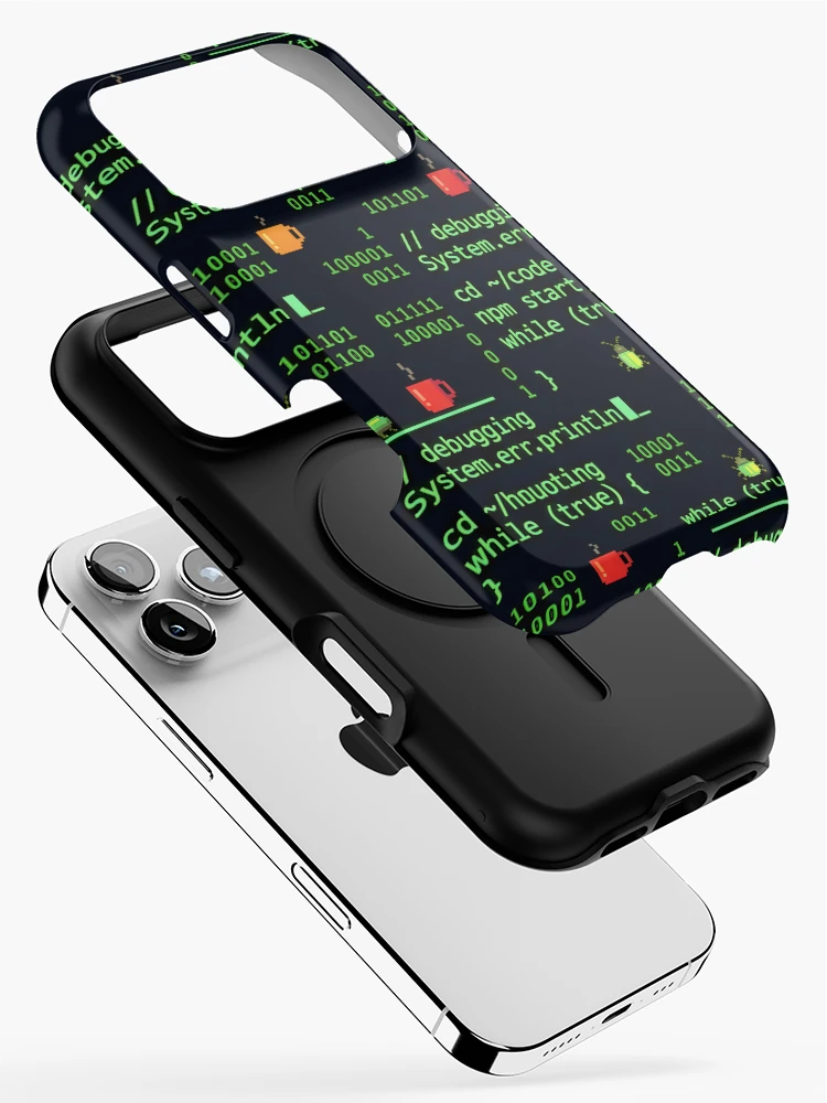 Thumbnail 2 of 4, iPhone Case, Cyberpunk Binary Terminal Code Seamless Pattern designed and sold by ThirdShiftLab.