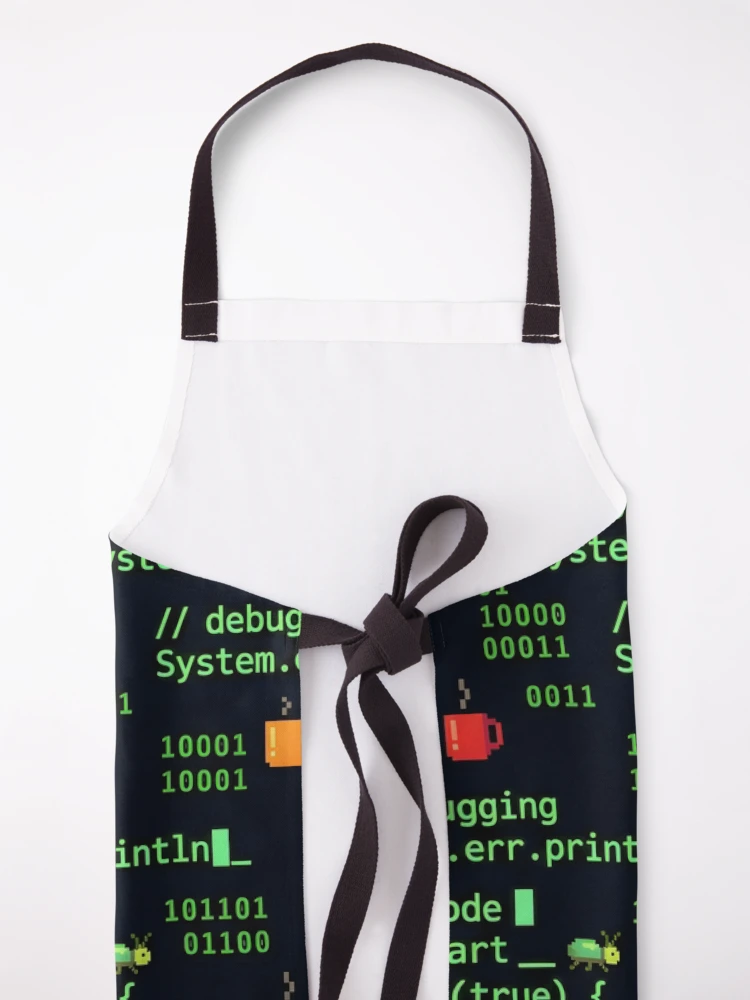 Thumbnail 5 of 6, Apron, Cyberpunk Binary Terminal Code Seamless Pattern designed and sold by ThirdShiftLab.
