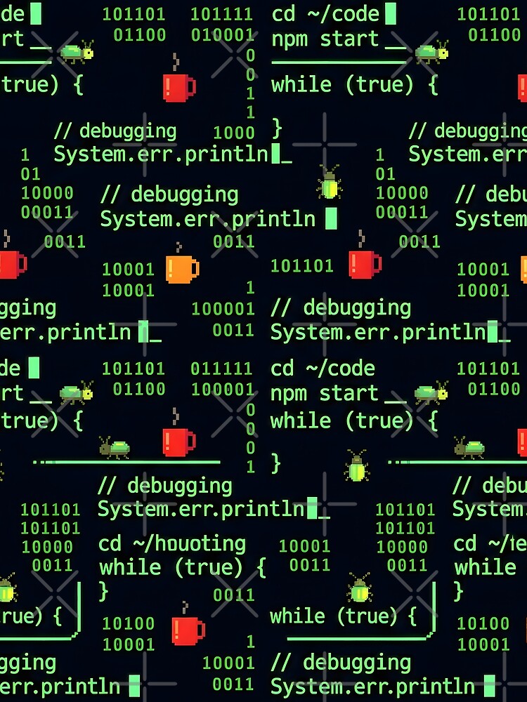 Thumbnail 3 of 3, Scarf, Cyberpunk Binary Terminal Code Seamless Pattern designed and sold by thirdshiftlab.
