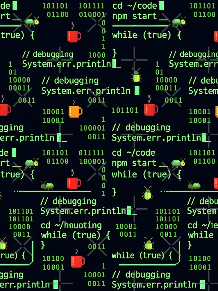 Thumbnail 3 of 3, Scarf, Cyberpunk Binary Terminal Code Seamless Pattern designed and sold by ThirdShiftLab.
