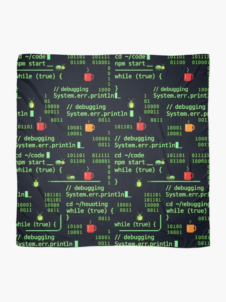 Thumbnail 2 of 3, Scarf, Cyberpunk Binary Terminal Code Seamless Pattern designed and sold by ThirdShiftLab.