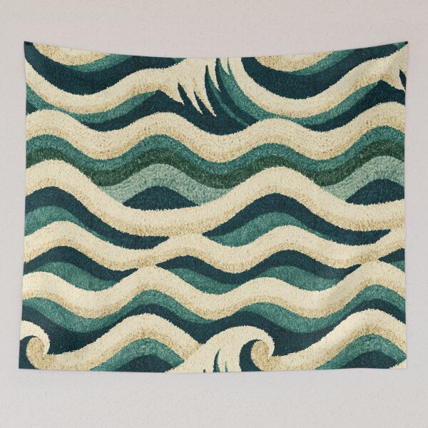 Item preview, Nautical Blue and Cream Scallop Waves designed and sold by Piotrek0001.