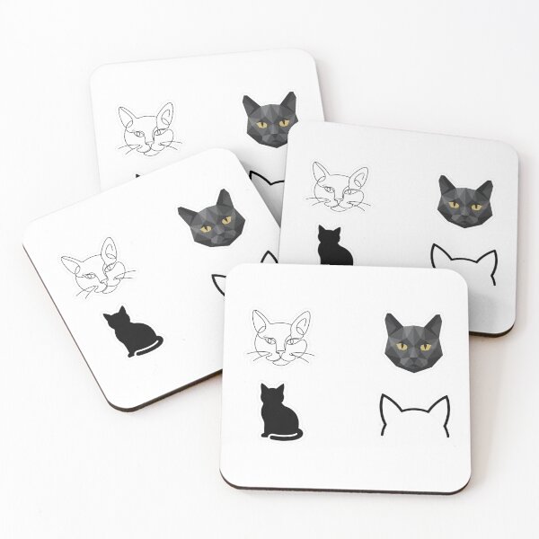 Item preview, Elegant Minimalist One-Line Black Cat Face Aesthetic Sticker designed and sold by MOELYA.
