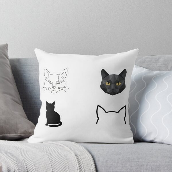 Item preview, Elegant Minimalist One-Line Black Cat Face Aesthetic Sticker designed and sold by elatyaouishop.