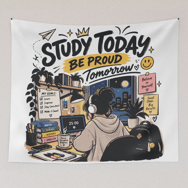 Item preview, Study Today Be Proud Tomorrow | Study Motivation Student Shirt designed and sold by Sunday.Supply.