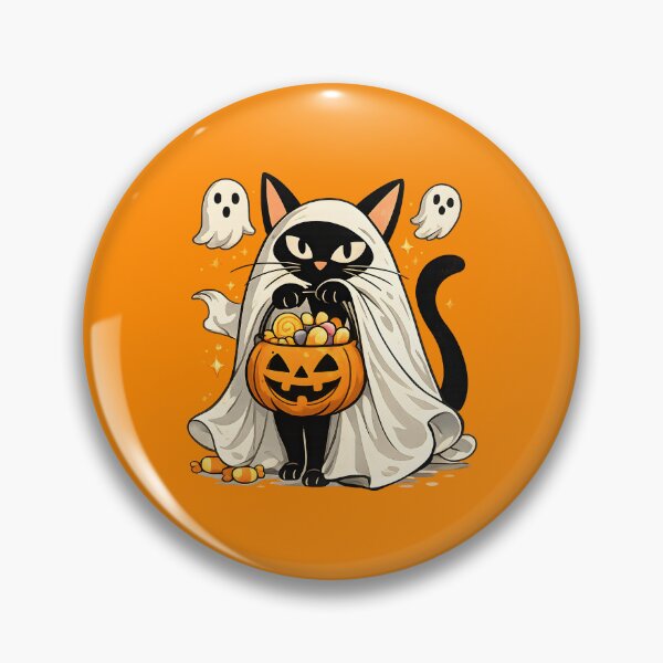 Item preview, Ghost Cat Trick or Treat – Spooky Black Cat Halloween Costume Candy Pumpkin Gift designed and sold by Artycom.