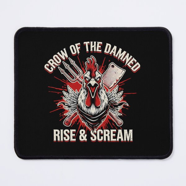 Item preview, Crow Of The Damned Rooster Pitchfork Cleaver Deathcore Graphic designed and sold by Enea Kelo.