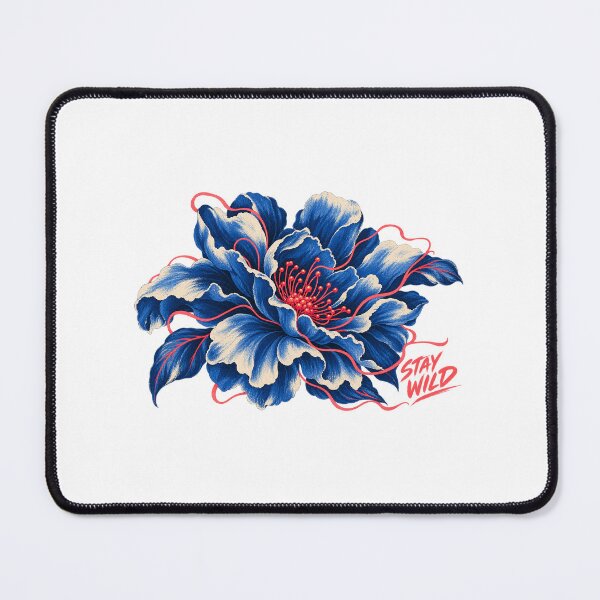 Item preview, Stay Wild Blue Peony – Japanese Inspired Floral Art designed and sold by IronVibesStudio.