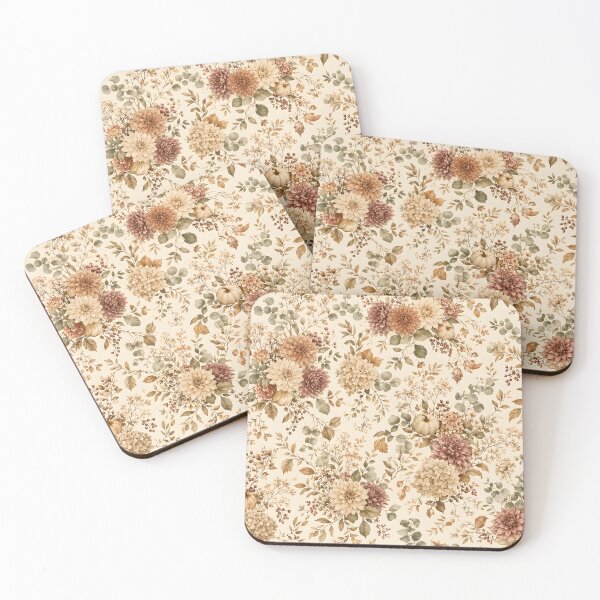 Item preview, Neutral Autumn Floral Pattern – Vintage Fall Flowers, Pumpkins & Botanical Leaves designed and sold by ArtDesignRemix.