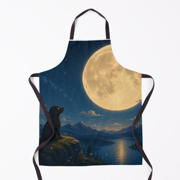 Item preview, The Great Moon – Black Labrador Under a Giant Full Moon | Magical Night Illustration designed and sold by Goodthingstree.