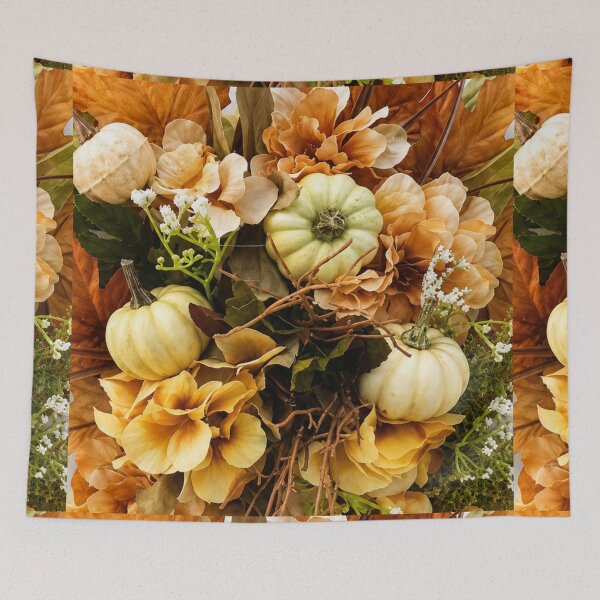 Item preview, Autumn Harvest Floral and Pumpkin Mixed Media Art designed and sold by THE SPLATTERED HAUS BY SAGE BANKS.