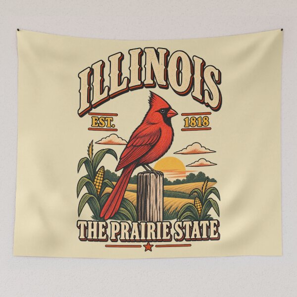 Item preview, Illinois Prairie State Vintage Cardinal Graphic designed and sold by radiogalaxy.