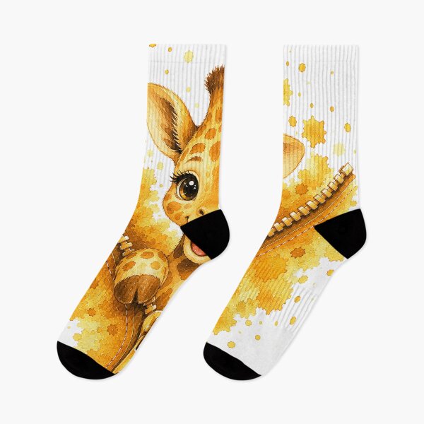 Aperçu de l'œuvre Bébé girafe mignon dans une fermeture éclair dorée créée et vendue par GRFORA.
