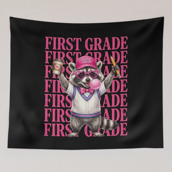 Item preview, Funny First Grade Teacher Feral Raccoon Back to School Teacher designed and sold by viectory.