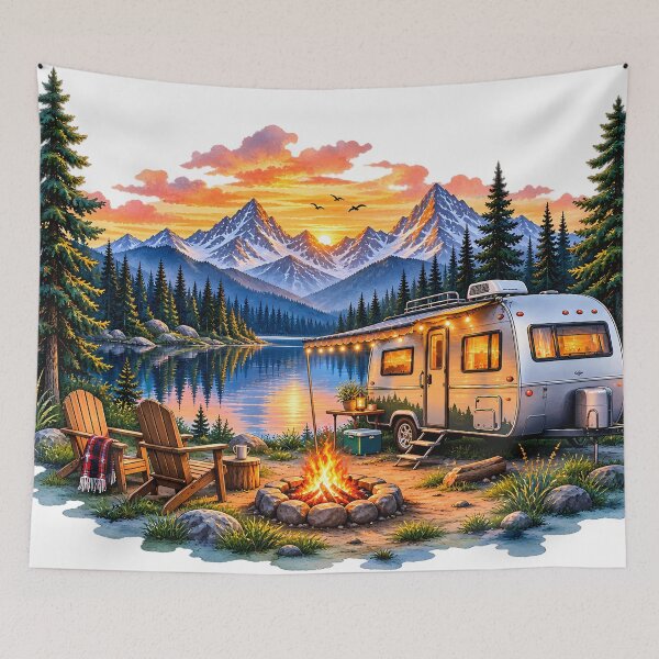 Item preview, RV Camping by the Lake Sunset Wilderness Art designed and sold by FutureGarb.