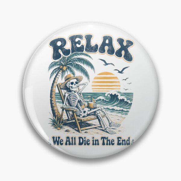 Item preview, Skeleton Relaxing In Beach Chair Sunset designed and sold by Linework Studio.