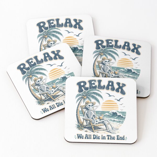 Item preview, Skeleton Relaxing In Beach Chair Sunset designed and sold by Linework Studio.