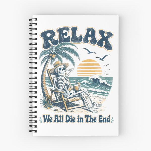 Item preview, Skeleton Relaxing In Beach Chair Sunset designed and sold by Linework Studio.
