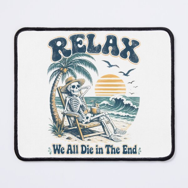 Item preview, Skeleton Relaxing In Beach Chair Sunset designed and sold by Linework Studio.