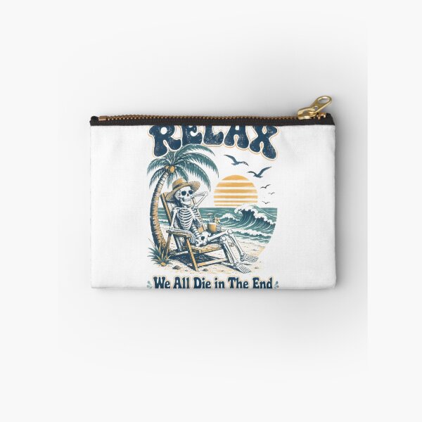 Item preview, Skeleton Relaxing In Beach Chair Sunset designed and sold by Linework Studio.
