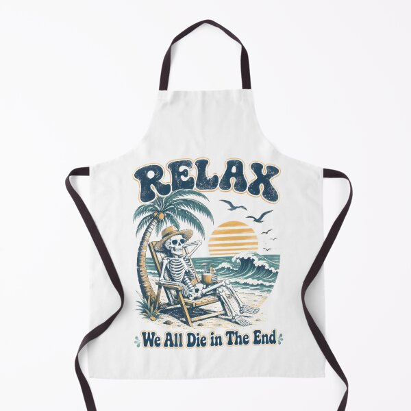 Item preview, Skeleton Relaxing In Beach Chair Sunset designed and sold by Linework Studio.