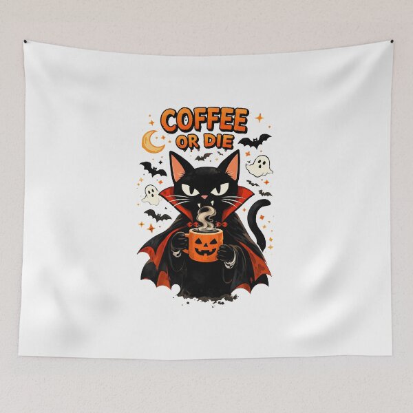 Item preview, Coffee Or Die – Vampire Black Cat Halloween Spooky Coffee Lover Funny Gift designed and sold by Artycom.