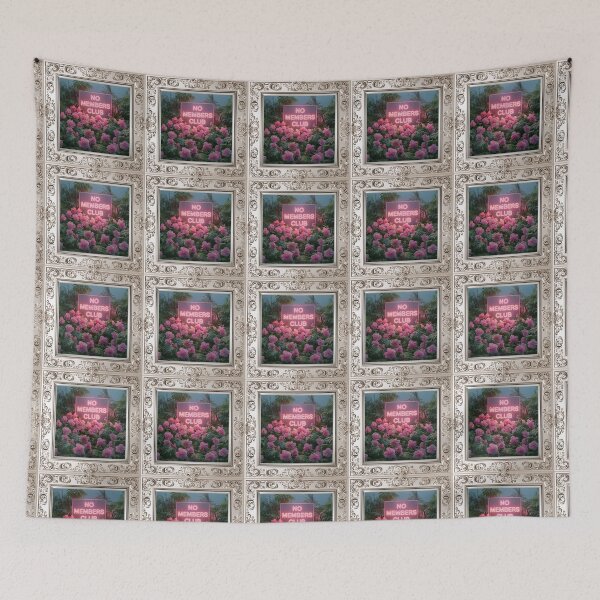 Item preview, No Members Club Pink Flowers Art Painting Frame designed and sold by RichardRags.