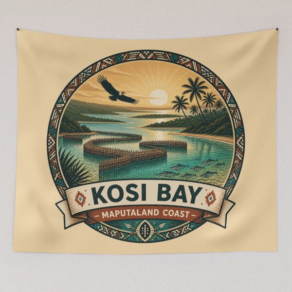 Item preview, Kosi Bay – Maputaland Coast Travel Sticker designed and sold by The Digital Compass.
