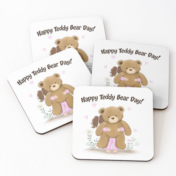 Item preview, Happy Teddy Bear Day Little Girl Hugging Bear designed and sold by daphsam.