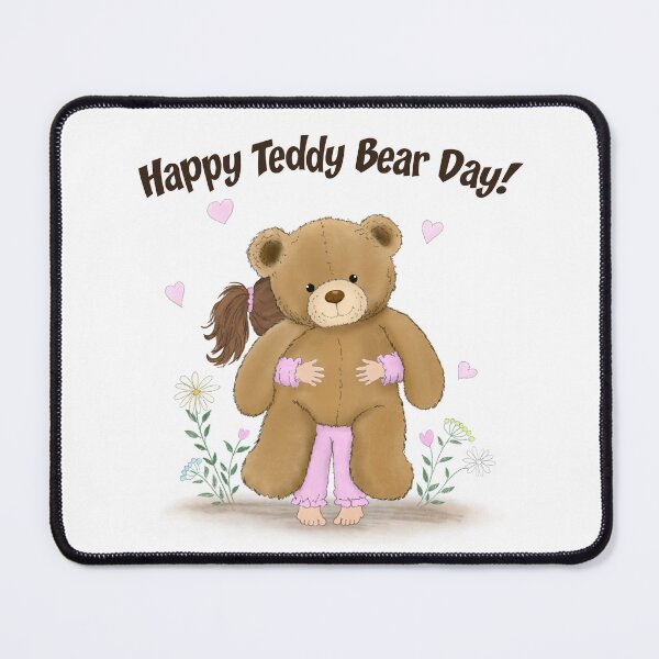 Item preview, Happy Teddy Bear Day Little Girl Hugging Bear designed and sold by daphsam.