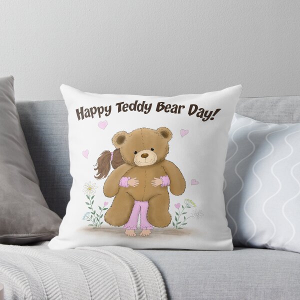 Item preview, Happy Teddy Bear Day Little Girl Hugging Bear designed and sold by daphsam.