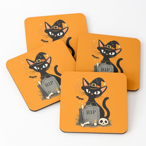 Item preview, Spooky Halloween Black Cat - Witch Cat RIP Graveyard Tombstone Dark Art Gift  designed and sold by Artycom.