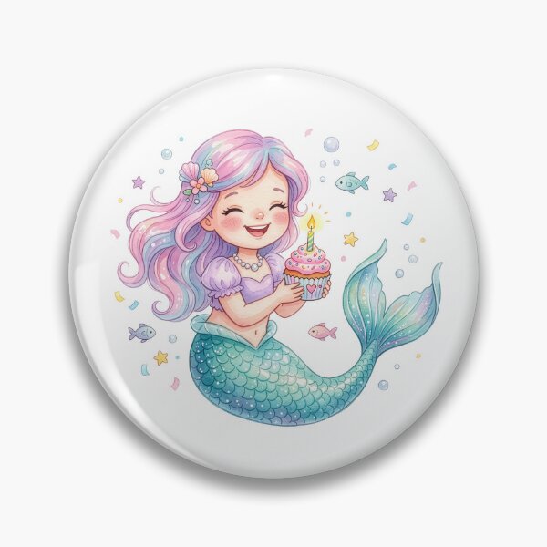 Item preview, Cute Birthday Mermaid Cupcake Illustration designed and sold by Rutvain.