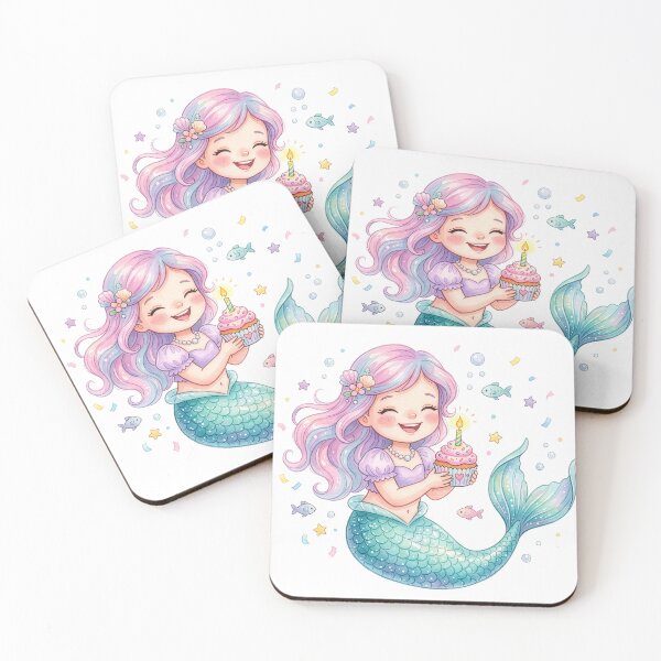 Item preview, Cute Birthday Mermaid Cupcake Illustration designed and sold by Rutvain.