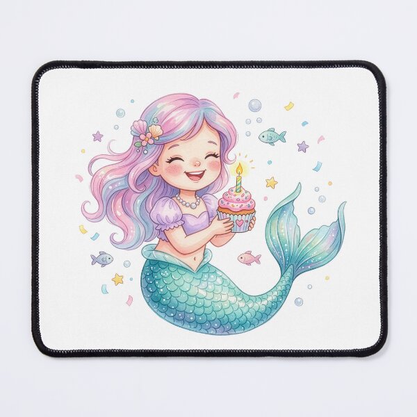 Item preview, Cute Birthday Mermaid Cupcake Illustration designed and sold by Rutvain.