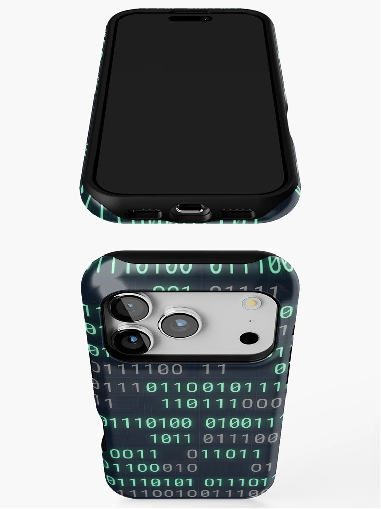 Thumbnail 3 of 4, iPhone Case, Binary Code Minimalist Pattern Bedding Tech Decor designed and sold by ThirdShiftLab.
